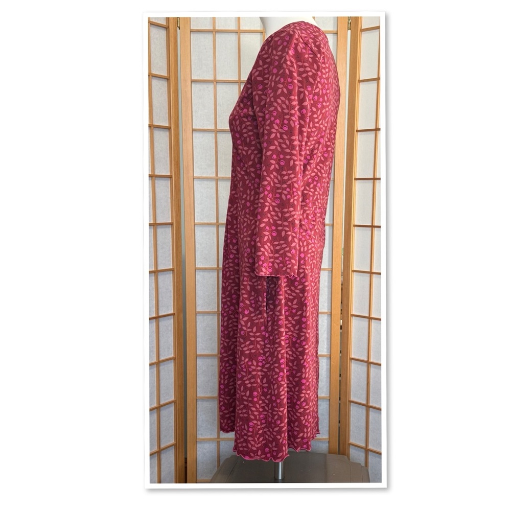 Gudrun Sjoden Burgundy Leaf and Berry Print Long Sleeve Dress - Picture 3 of 14
